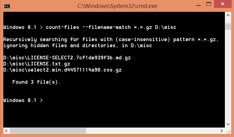 windows filename match gz